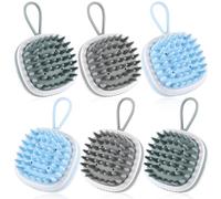 CALLARON 6pcs Scalp Massager Scalp Exfoliator Brush, Silicone and Plastic, Light Blue 2, Olive Green 2, Dark Grey 2, for Hair and Pets, Household Shampoo Use