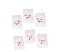 CALLARON 6pcs Thank You Decorative Bags Handles for Weddings Parties and Events Elegant Kraft Foil Floral Design for Treats and Favors