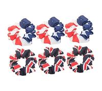 CALLARON 6pcs Union Jack Hair Bows Hair Circle Ponytail Holders Women Accessories England Flag Random Style
