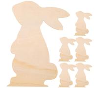 CALLARON 6pcs Wooden Slices Graffiti Wood Chip Beige Bunny Shape Can Be Stained Curved Adults Handicrafts Easter Ornament DIY Decoration