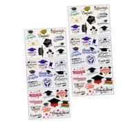 CALLARON 6sheets Graduation Temporary Body Stickers for Themed Parties Fun and Easy Application for All Ages Featuring Caps Stars Diplomas Awards for Celebrating Graduation Events
