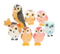 CALLARON 7pcs Miniature Owl Figurines Resin Micro-landscape Decorations Detailed Natural Design for Offices and Plant Pots, Cute Assorted Colour Owl Models for Garden and