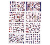 CALLARON 8 Sheets National Flag Nail Art Stickers for Manicure Easy to Apply Decorative Decals with Various USA Independence Day Patterns Reliable Adhesive Nail Salon Supplies