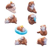 CALLARON 8pcs Resin Tiny Animals Miniature Otters Figurines with Adorable Design Brown Lightweight Versatile Use for Micro Landscaping Home Garden Decorations