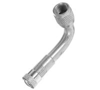 CALLARON 90 Degree Brass Tyre Valve Extension Adaptor 90° Air Tire Stem Extender Silver Angle Valve Extension for Car Motorcycle Dual Wheels Vacuum Gauge Compatible