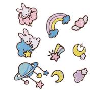 CALLARON 9pcs Rabbit Planet Clothes Repairing Patch Clothing Applique Polyester Creative Design Chic Fashionable Self-Adhesive for Repairing Projects and Sewing DIY