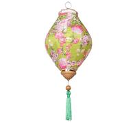 CALLARON Antique Hanging Lantern Decorative Lantern with Smooth Surface Easy to Carry Floral Pattern Silk Cloth and Iron Holiday Decoration Random Style