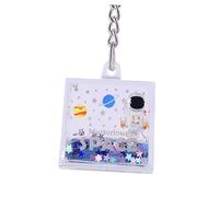 CALLARON Astronaut Liquid Quicksand Pendant Fish Keychain Keychains Dinosaur Plush Luggage Keychain Cute Bag Travel Space Frog Fashion Keychain Drink Bottle Keychain Silver