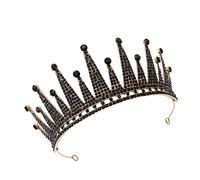CALLARON Baroque Wedding Tiara Crown Retro Crystal Headband Vintage Bridal Headdress Rhinestone Gemstone Headpiece for Party Banquet Dress Accessories (Black)