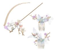 CALLARON Blue Handmade Alloy Hair Accessories Set with Comb and Hairpin, Lightweight and Easy to Carry, for Wedding and Celebrations, Beautiful Craft Design for Women Random Color