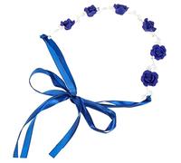 CALLARON Bridal Pearl Hair Hoop with Rhinestones for Navy Weddings Elegant Women s Hair Accessory Light Weight Blue Rose Headband for Parties Banquets and Special Occasions