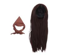CALLARON Brown Pirate Carnival Wig with Bandana Unisex Breathable Cosplay Hairpiece for Halloween Theatrical Performances and Themed Parties Realistic Costume Accessory Enhancing Authentic