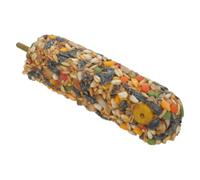 CALLARON Cage-mounted Parrot Snack Stick for Conure and African Grey, Metal Foraging Chew Perch with Metal Bolt, Yellow Bird Perch Grinding Stick for Home and Breeding Cages