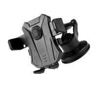 CALLARON Car Phone Mount Suction Cup Holder with Adjustable Telescopic Arm, Black Dashboard and Air Vent Clip for Car Cell Phones and Dash Cameras, Compatible with Smartphones and Gps