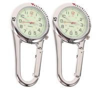 CALLARON Carabiner Watches Fluorescent Dial 2pcs Stainless Steel with Clip-on Design Sturdy Backpack Fob Watch for Mountaineering Outdoor Use for People Who Love Mountain-Climbing