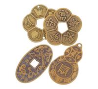 CALLARON Chinese Ancient Style Lucky Brass Coins 4pcs Divination Coins with Intricate Patterns, Golden Brass Material for Positive Energy and Wealth for Feng Shui Decor and Fortune-telling