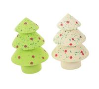 CALLARON Christmas Tree Shaped Beauty Sponge with Glittery Star Ball Design Soft Expandable Makeup Sponges for Foundation and Concealer Festive Cosmetic Applicators for Precise Wet and Dry