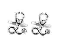 CALLARON Creative Sleeve Nail Stethoscope Cufflinks Mens Silver Cufflinks for Formal