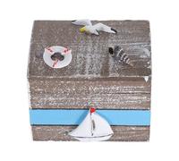 CALLARON Decorative Storage Box Ocean Style Wooden Box 7.5x5x4.5inch Wooden Versatile Storage Resistant to Warping Coastal Vibe Home Décor