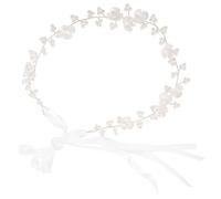 CALLARON Delicate Pearl Headpiece for Bride Silver Flower Vine Hairband Comfortable Fit Bridal Wedding Hair Accessory Handmade Elegant Crown for Bridesmaids and Flower