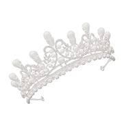 CALLARON Diamond Pearl Crown Headdress Rhinestone Bridal Fashion Headwear Wedding Prom Silver Hair Accessories