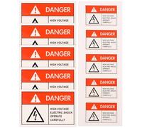CALLARON Electric Shock Warning Sticker 10pcs Adhesive Safety Sign 60x40mm Red Vinyl Label for Industrial Electrical Hazard Protection