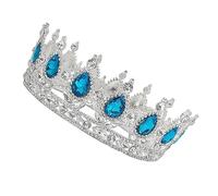 CALLARON Elegant Bride Crown Silver and Blue Wedding Headdress Charming Hair Ornament for Women Distinctive Wedding Dress Accessories for Special Parties and Prom