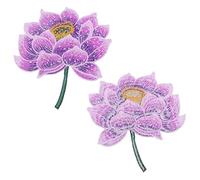 CALLARON Embroidered Ethnic Lotus Patch 5.12X4.92 Inch Sturdy Material Sew on Applique for Clothes Bags Hats Repair Decoration for and Adults