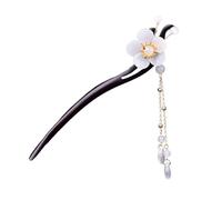 CALLARON Ethnic Style Ebony Tassel Hairpin Decorative Bun Clasp Traditional Chinese Retro Headdress for Women Vintage Floral Agate Ornament