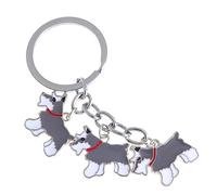 CALLARON Fashionable Pet Dog Series Car Keyring Metal Keychain Pendant for Women Girls Schnauzer Grey