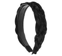 CALLARON Fishbone Braid Wig Hairband for Women Wide Knotted Headband Hair Hoop with Natural Black Five Strand Braid High Temperature Hair Decor for Ladies Daily and Party Use