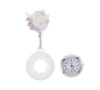 CALLARON Floral Decor Nurse Pocket Watch Medical Fob Watch with Clear Dial Date Weekday Water Resistant Clip for Nurses Doctors Paramedics