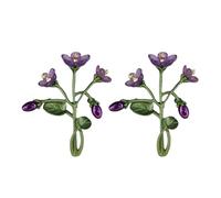 CALLARON Flower Brooch Pins - Violet Floral Brooch Set of 2, Flower Hair Clips, Elegant Purple Brooches, Clothing Coat Hat Decorative Lapel Pins for Women