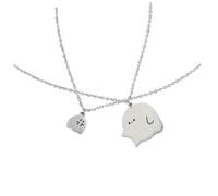 CALLARON Ghost Pendant Couple Necklace for Boyfriend and Girlfriend Alloy Relationship Jewelry with Charming Cartoon Ghost Design Matching Memorial Gift for Women and Men