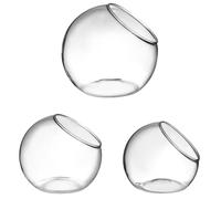 CALLARON Glass Terrarium Planter Set with Easy-access Opening and Slant Shape 3pcs Modern Decorative Hydroponic Glass Vases for Succulents and Ferns for Home and Wedding Display