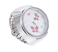 CALLARON Glossy Butterfly Ring Watch Finger Ring Watch Decorative Jewelry Silver Fashion Accessory