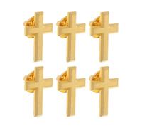 CALLARON Golden Alloy Cross Brooch Pins for First Holy Communion Ceremonies 6pcs with Safety Clasp Elegant Religious Symbolism for Women and Groomsmen and Special Family Gatherings