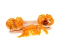 CALLARON Golden Ball Baby Headband Wig with Faux Hair Buns for Girls Beige Infant Hair Accessories Soft Nylon for Newborn Photography and Princess Costumes