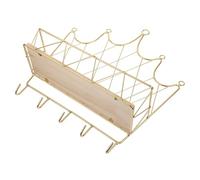 CALLARON Golden Crown Shaped Wall Storage Rack with Hook Frame and Shelf Combined, Iron Material, Simple and Elegant Nordic Style, Wall Mounted Storage Stand for Bedroom and Family Kitchen