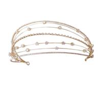 CALLARON Golden Hairband Hair Accessories Multi-layer Wedding Headband Bridal Headpiece Gold Headband Sparkly Hair Gems for Women