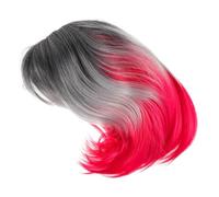 CALLARON Gradient Short Bob Wig for Women Black Gray Purple Synthetic Hair Wig Bangs for Cosplay and Party Costumes