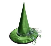 CALLARON Green Witch Wizard Hat for Adults, Comfortable Fabric Material Steel Wire, Pointed Tall Curved Shape, Versatile Accessory for Festival Celebration and Carnival Costumes