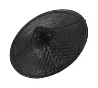 CALLARON Handmade Bamboo Samurai Hat for Traditional Asian Knight Cap with Wide Brim for Sun Protection Cultural Cosplay and Outdoor Use Black Bamboo Woven Headwear