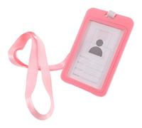 CALLARON Id Card Holder with Lanyard, Pink Work Card Sleeve for Employee Badge, School and Office Tag Protector, Lightweight Horizontal Id Badge Keeper for Daily Use