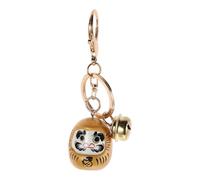 CALLARON Japanese Daruma Doll Keychain with Bell, Yellow Cartoon Figure Charm Souvenir for Backpack and Purse Decoration, Kawaii Japan Small Bell Keyring for Women