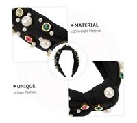 CALLARON Knotted Headband for Women with Sparkling Rhinestones and Faux Pearls Lightweight Slip Elegant Hair Accessory for Parties and Daily Wear Versatile Fashion Headpiece in Black