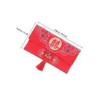 CALLARON Large Cloth Chinese Wedding Red Envelope, Decorative Brocade Fabric Money Bag, Red Packet for Wedding Cash and Lucky Money, 33x25cm Horizontal Design