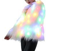 CALLARON Light Up Jacket for Women Winter Faux Fur Jacket Winter Plush Coat Christmas Luminous Jacket Fancy Dress Party Costume for Christmas Size XL, Sleeve Length 61cm