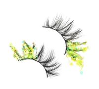 CALLARON Luminous False Eyelashes 2 Pairs Colorful Glitter Bright Celestial Night Glow Fluorescent Makeup Fake Lashes for Cosplay Party and Festival Use