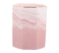 CALLARON Makeup Brush Holder Organizer Pink Marble Ceramic Octagonal Cosmetic Brush Cup for Vanity Table Storage, Pen Holder Suitable for Home and Dressing Room